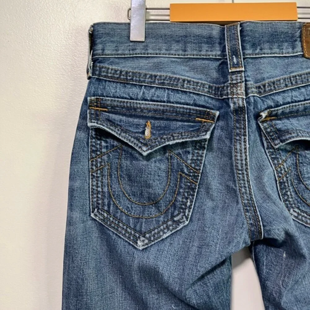 True Religion Men’s Straight Distressed Jeans – Size 30, Made in USA